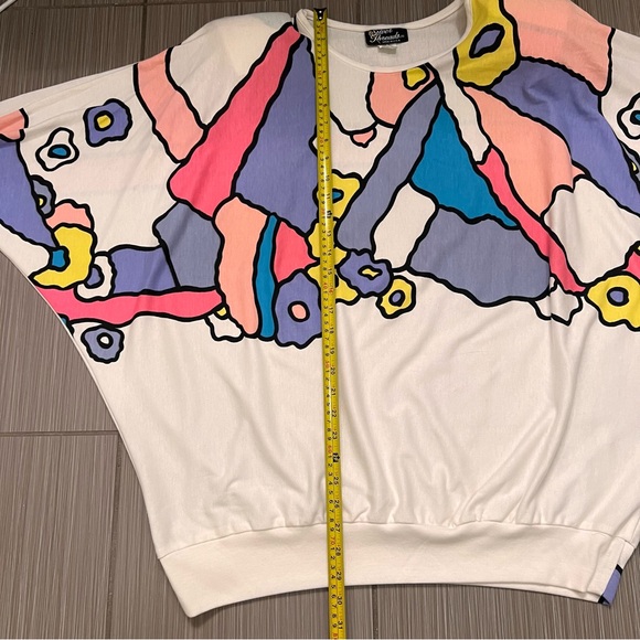 Vintage Abstract Geometric Shirt Oversized Colorful Peter Max vibes 2X 80s 90s - Picture 7 of 15